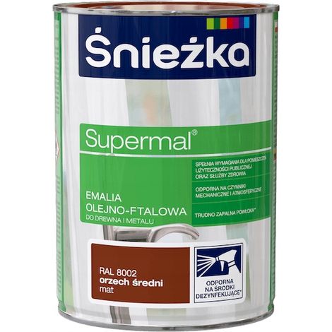 Śnieżka Supermal Öl-Phtal-Email Holz Metall Walnuss mittelmatt 0,8 l