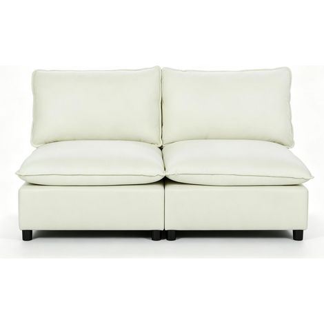 Divano 2 posti moderno 146 cm senza braccioli in tessuto color crema (1/4)