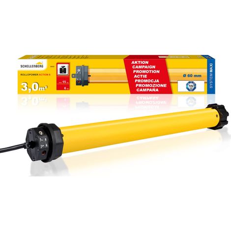 Schellenberg 20222 Motore tapparelle elettriche Action Maxi 6 Nm, fino a 3 m² di superficie della tapparella, motore tubolare per albero da 60 mm, 15 kg di forza di trazione, set completo (1/5)