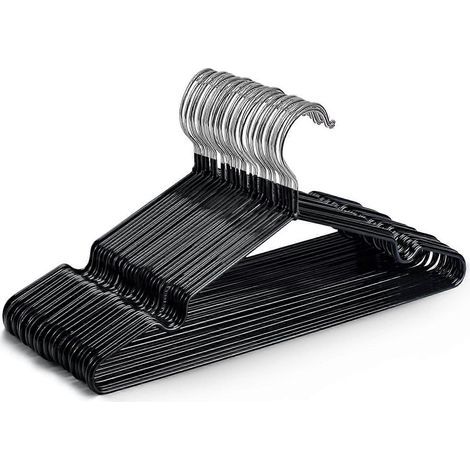 Lot de 20 cintres métalliques de qualité supérieure recouverts de caoutchouc - Robustes - Gain de place - Cintres de rangement pour placards et portants à vêtements (1/5)