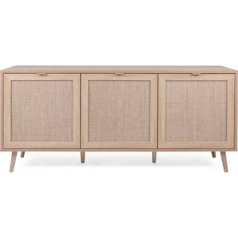 Abitare – Buffet chêne clair 150 x 71 cm – 3 portes – Étagères réglables – Design moderne pour rangement pratique (1/5)