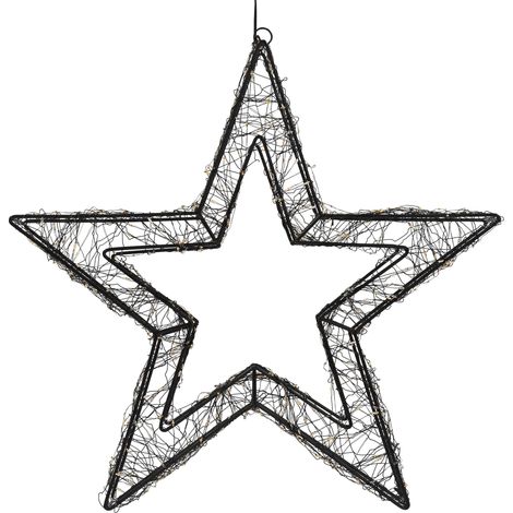 ECD Germany LED-Weihnachtsstern 38 cm, 500 LEDs Extra-Warmweiß, Timer, Innen/Außen, IP44 Wasserdicht, Leuchtstern aus Metall, LED Drahtstern zum Aufhängen für Weihnachten, Weihnachtsdeko Fensterdeko