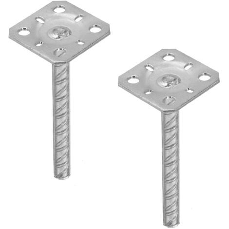 2 pcs Support de Poteau à Sceller - Acier Galvanisé - 80 x 80 x 200 mm - Argent - Pied de Poteau - avec Ancre Béton - pour Clôture et Poutre - Robuste - Résistant à La Corrosion-NANOTEH (1/5)