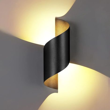 Applique murale LED étanche 12 W IP65 en aluminium. style moderne. idéale pour les cours. jardins. terrasses. abords de murs. villas. couloirs. Couleur : blanc chaud/noir (1/5)
