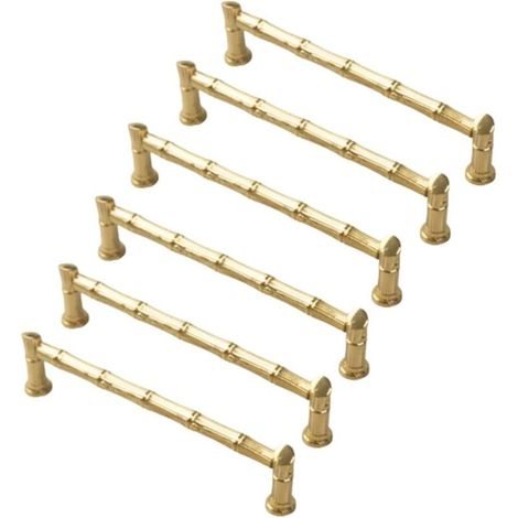 6 pièce poignées d'armoire de cuisine en laiton brossé,Poignées Laiton brossé Poignées de Meubles doré Poignées de Placard Poignées de Meuble Cuisine Entraxe 128mm (1/5)