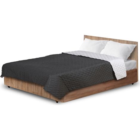 Couvre-lit matelassé par ultrasons 220x240 cm, gris et noir