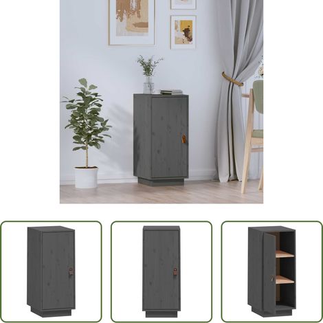 Kieferholz Schrank -  Sideboard Grau 34x40x75 cm Massivholz Kiefer (1/5)