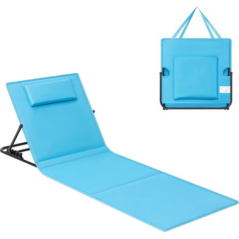 Chaise Longue Pliante - 1 Unité - Acier et Tissu Oxford - Dossier 4 Positions - Plage Camping Piscine - 158x55 cm Bleu Ciel (1/5)