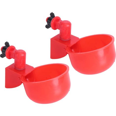2 Abreuvoirs Automatiques pour Poulets et Canards, Distributeur D’Eau en Abs, Rouge, Facile à Installer, pour L’Alimentation des Volailles (1/5)