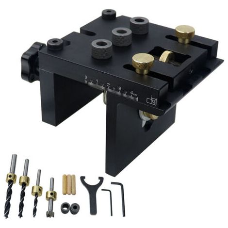 Kit de Guide de Forage à Bois, 6/8/10mm Localisateur de perforateur à Bois 3 en 1 Positionneurs de Trous de perçage Outil de kit de gabarit de Trou de Poche (1/5)
