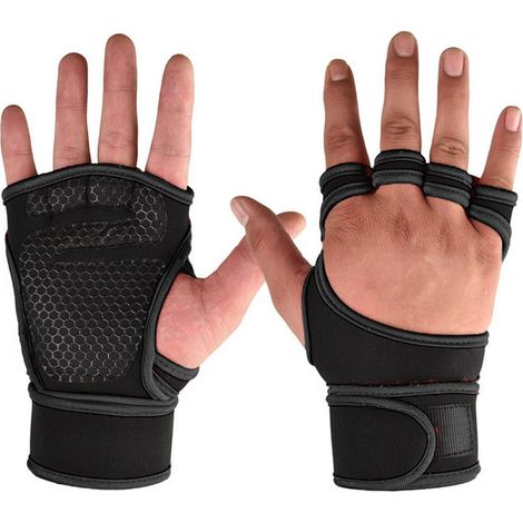 Gants dentrainement avec support de poignet - noir - l