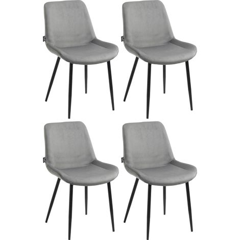 4er Set Esszimmerstühle Victoria Samt-Bezug grau