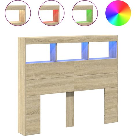 Maison Exclusive - Cabecero de cama con LED roble Sonoma 120x17x1