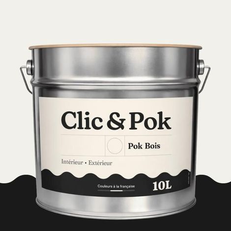 Peinture Bois Extérieur – POK BOIS - 10L - RAL 9016 - Blanc signalisation- Résistante aux intempéries - Ne s'écaille pas