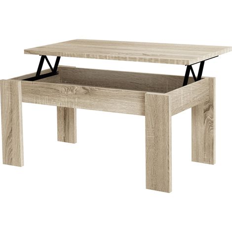 Table basse relevable coloris Chêne Cambrian - longueur 105 x profondeur 55 x hauteur 51/63 cm -PEGANE-