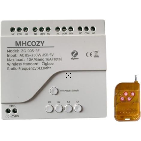 4 canaux 85-220V contact sec ZigBee module de commutation de relais, application télécommande, fonctionne avec Google Home (1/5)