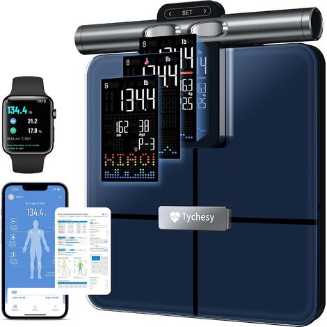 Pèse-personne Impédancemètre Connecté à 8 Électrodes Balance Connectée Bluetooth avec Analyse Segmentale du Corps, 20+ Indicateurs (1/5)