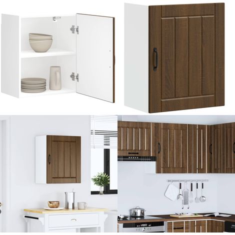 vidaXL Küchen-Hängeschrank Lucca Braun Eichen-Optik Holzwerkstoff (1/5)