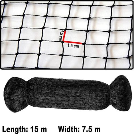 Chicken Coop Netting 7.5 x 15 m, Black Reusable Anti Bird Aviary Pigeon for Gardens, Orchards, Fields, Greenhouses and More (1/3)