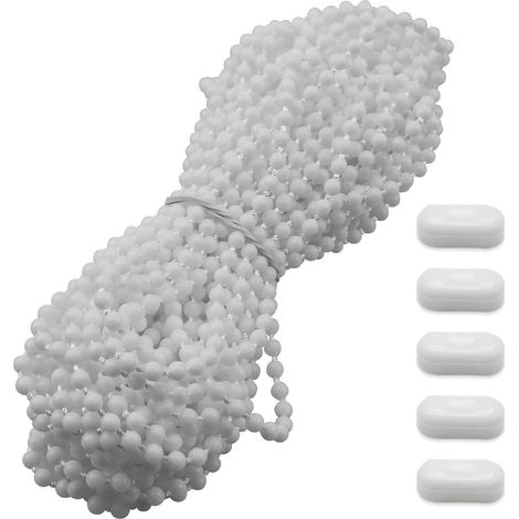 5 pièces Chaînette à billes, 4,5 mm, blanche, pour stores verticaux, avec clips de fixation, connecteurs plastique, pour stores enrouleurs et romains (1/5)
