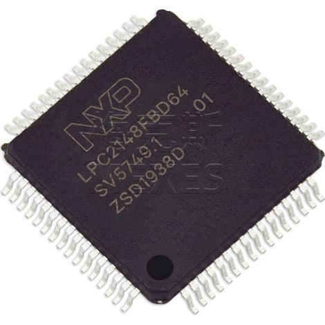 LPC2148FBD64 microcontroller (MCU), electronic components (IC), 5 units (assembled).