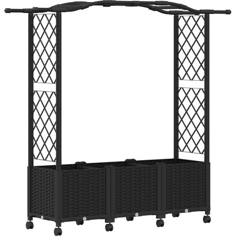 vidaXL Cama elevada con trellis y techo Negro 164 x 40 x 144 cm PP (1/2)