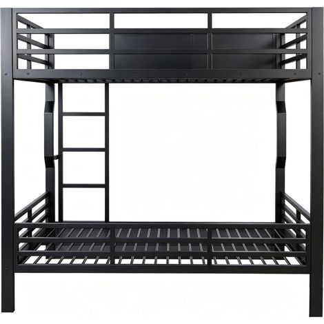 Metall-Etagenbett 140 x 200 cm mit LED-Beleuchtung, Schwarz, MODENUIT (1/5)