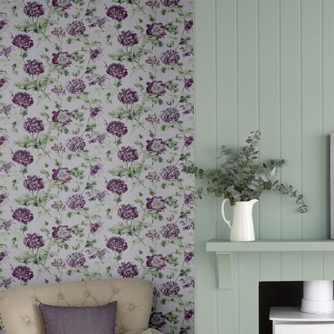Papier peint intissé Laura Ashley Hepworth Grape 1005 x 52cm Violet, mauve, vert (1/5)