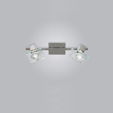 Applique Contemporanea Square Metallo Cromo Vetro Bianco Extrachiaro 2 Luci Gu10 (1/2)