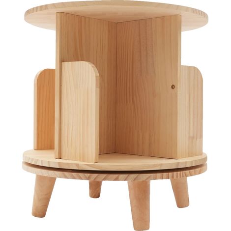 Étagère tournante, bois de pin durable, design pivotant à 360°, Bois (1/2)