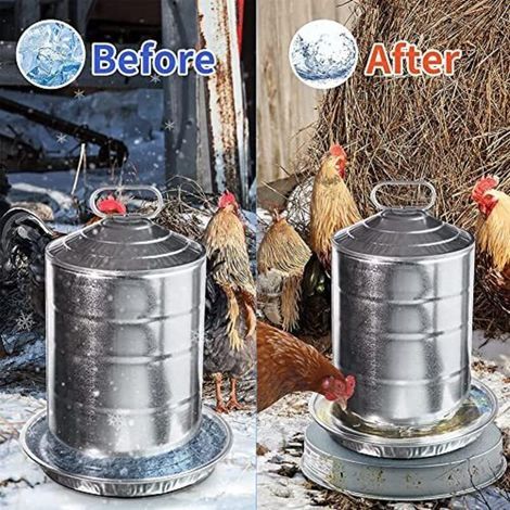 Base chauffante pour abreuvoir de volaille, chauffe-eau pour poules en hiver, chauffe-eau pour fontaine à eau pour volailles, chauffe-eau pour animaux de compagnie avec thermostat pour volailles d'éle (1/4)