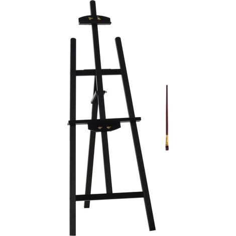Chevalet tréteau pliable en pin, réglable 90° pour peinture assis ou debout - Chevalet d'artiste stable 51.5x71.5x134.5cm - Noir (1/5)