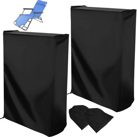 Lot de 2 housses de chaises de jardin imperméables en tissu Oxford 420D, anti-poussière et anti-UV, avec sac de rangement (Noir) (1/5)