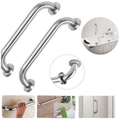 Lot de 2 barres d'appui de douche en acier inoxydable de 20 cm, pour baignoire, porte-serviettes, barres de sécurité murales pour enfants, femmes enceintes, personnes handicapées et personnes âgées (1/4)