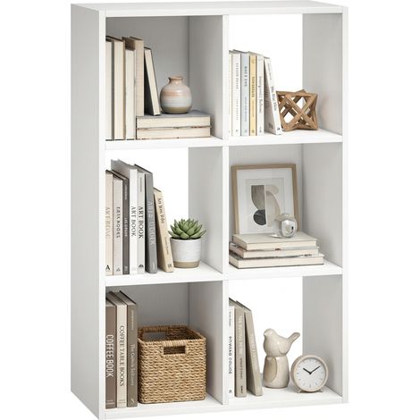HOMCOM Industrial Storage Shelf, Bookcase, Bookshelf, White Wood Effect
