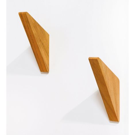 Portemanteau à Visser en Bois Teck Huilé - 20x84x74mm - Porte Manteau Mural (1/3)