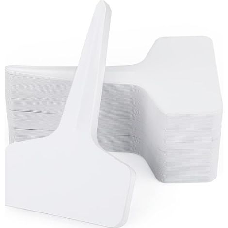 100 étiquettes pour plantes potagères, étiquettes en plastique pour semis, idéales pour les herbes aromatiques du jardin, 10 x 6 cm, blanches. (1/5)