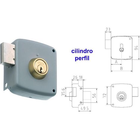 mcm cerradura sobreponer 2524p- 80-dcha pintada cilindro perfil