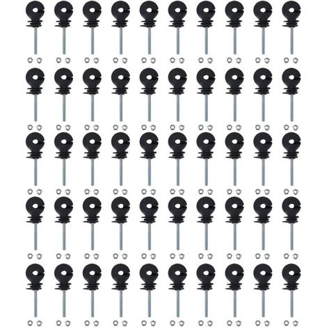 Lot de 50 isolateurs de clôture électrique, isolateur de clôture électrique à Visser pour élevage d'animaux, Accessoires de système de Grille Tube tétragone Tube Rond Tube de Fer d'angle H803 (1/4)