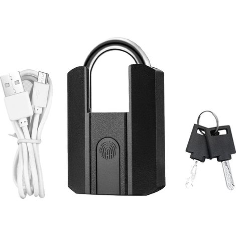 Elektronisches Schloss, Fingerabdruckentsperrung, wasserdichtes Design, Schwarz (1/2)