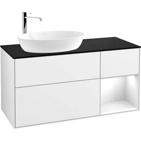 V&B Waschtischunterschrank Wandbeleuchtung Finion 120cm, Pl b m, Rg g wh. Lac, glo wh. Lac (1/2)