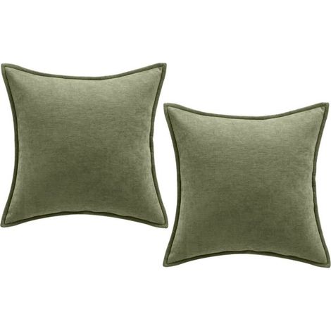 Juego de dos fundas de cojín de chenilla, ideales para sofás y dormitorios, de 40x40 cm, color verde (relleno no incluido). (1/5)
