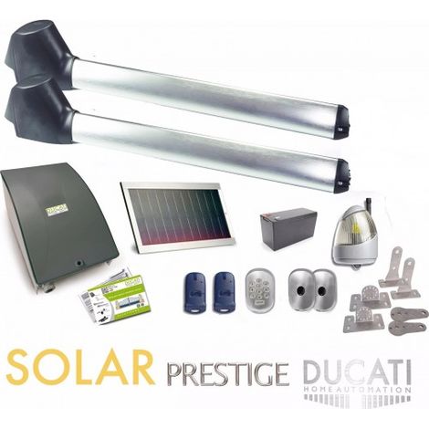 Kit Motorisation Portail Solaire Ducati Home Automation EVO 748 SOLAR FC - Pour portail à 2 vantaux battants maxi 4 m 350 kg chacun