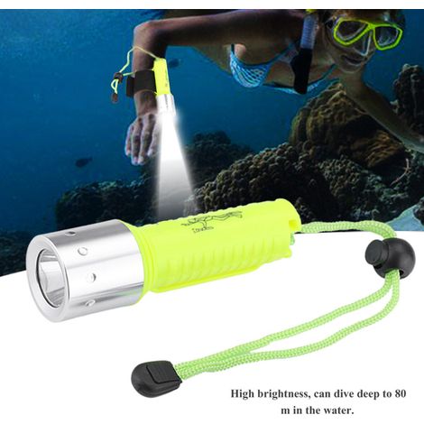 Lampe torche de plongée portable étanche en alliage d'aluminium, avec dragonne, idéale pour les activités de plein air. (1/5)