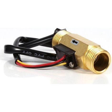 Sensore di flusso d'acqua, flussometro, misuratore di fluidi, interruttore di flusso d'acqua, filo di rame G1/2 da 60 mm, misuratore di liquidi, 1-30 l/min (1/4)