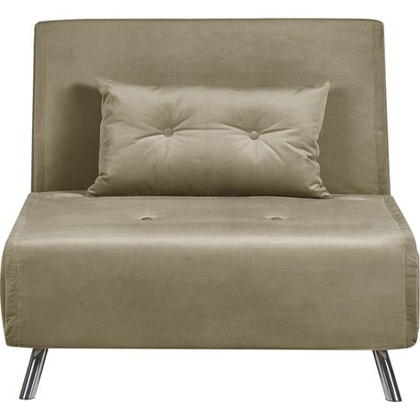 Sofá cama moderno de terciopelo de 1 plaza con cojín verde oliva Farris