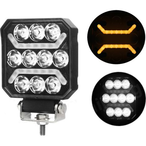 Lampe LED universelle puissante à diode, type halogène, lumière blanche + feu de gabarit orange — 15 W, 1500 lm, 12 V - 24 V, E-