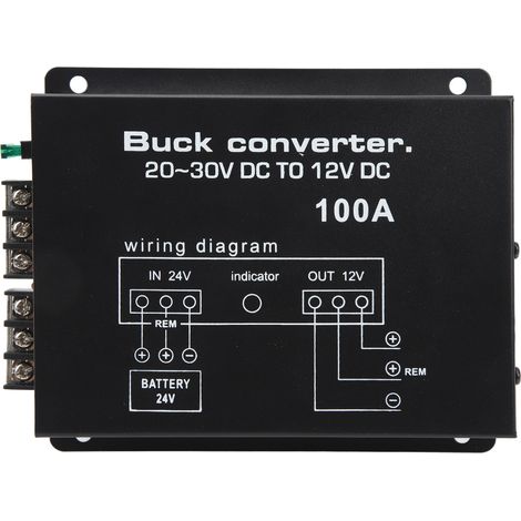 Convertisseur de tension Voiture 100A Noir Protection Surchauffe Abaisseur DC 24V vers 12V pour Réfrigérateur Auto (1/5)