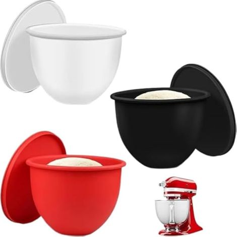 Couvercles en silicone MixAid pour bols de robot KitchenAid, 5 litres, lot de 3 avec couvercles, réduction du bruit, pas besoin de changer de bol, compatibles lave-vaisselle (1/5)