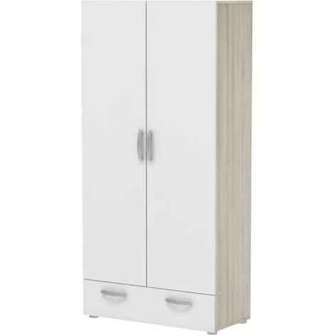 armadio 2 ante battenti "nano" effetto quercia e bianco 81,2x37,6x167 cm (1/3)